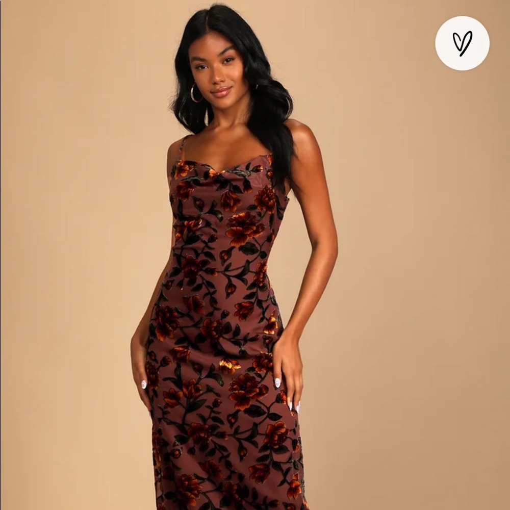 Romance in the Making Plum Purple Floral Print Velvet Maxi Dress